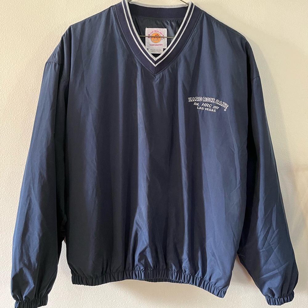 Hard Rock Cafe Black Embroidered Windbreaker Pullover Jacket Unisex